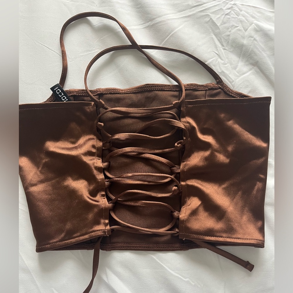 H&M Satin Lace Up Corset Top